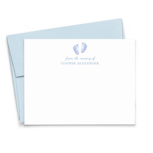 Tarjetas de notas de papelería personalizadas para bebé niño, tarjetas de agradecimiento planas de la guardería para baby shower, regalo de huella de bebé para nueva mamá, KS254