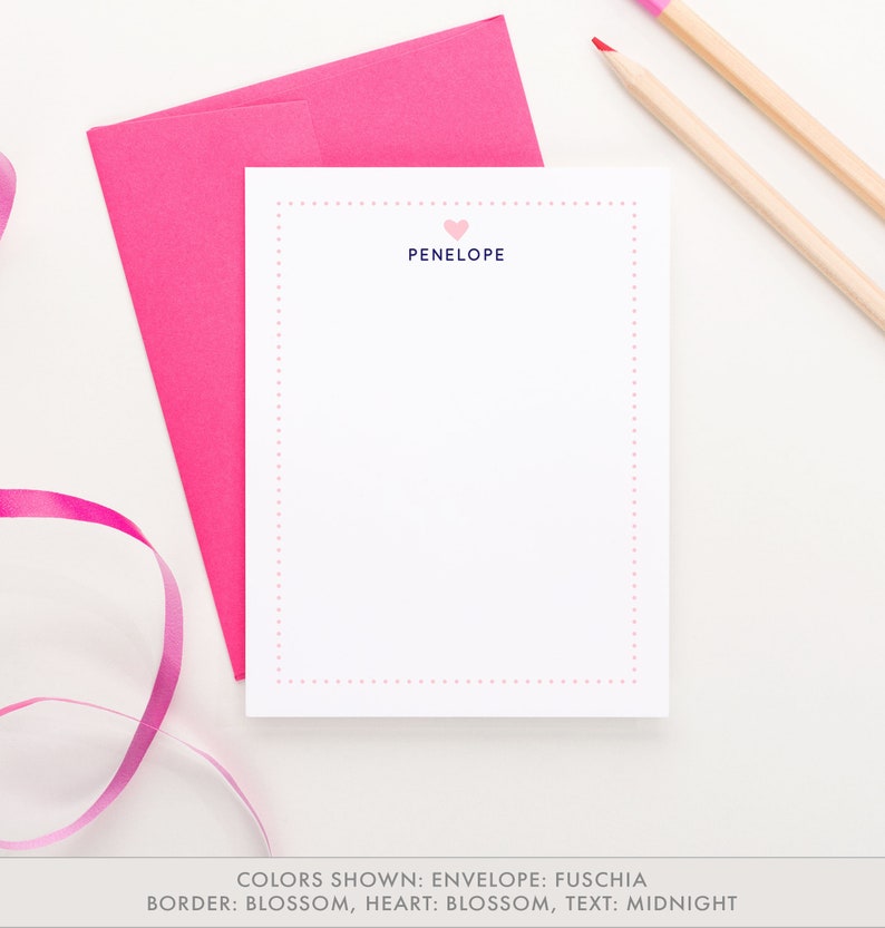 Kids Stationery Set for Girls Heart and Polka Dots Etsy