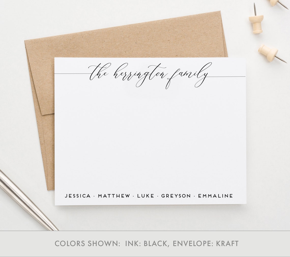 Personalized Family Stationery Family Stationary Set Flat Etsy