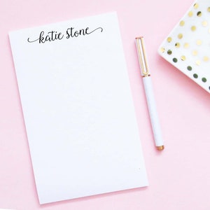 Cute Script Personalized Note Pad Paper For Women, Classy Thank You Notes for Adults, Womens Custom Chic Notepads Simple Writing Paper NP234 image 1