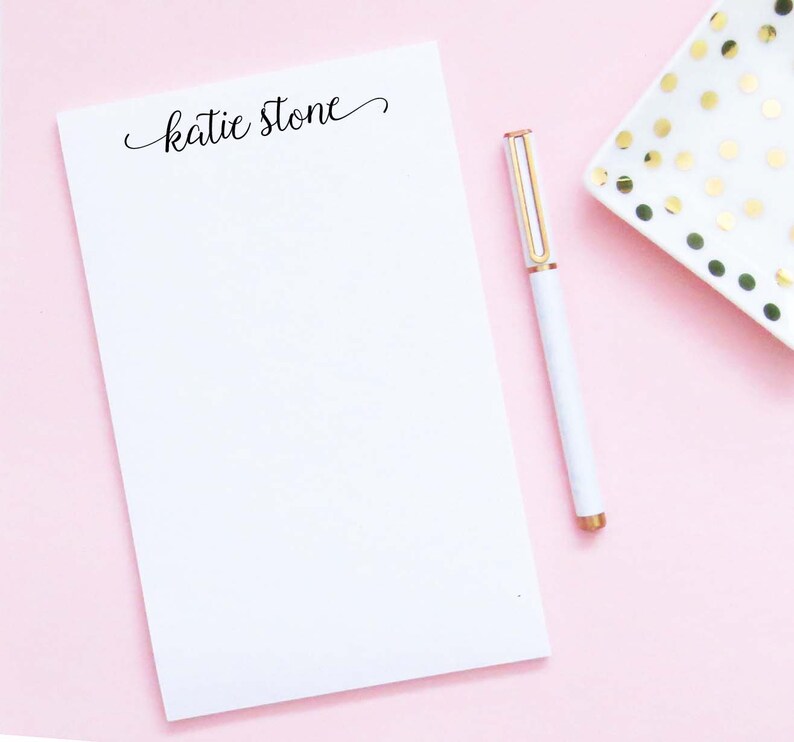 Cute Script Personalized Note Pad Paper For Women, Classy Thank You Notes for Adults, Womens Custom Chic Notepads Simple Writing Paper NP234 image 1