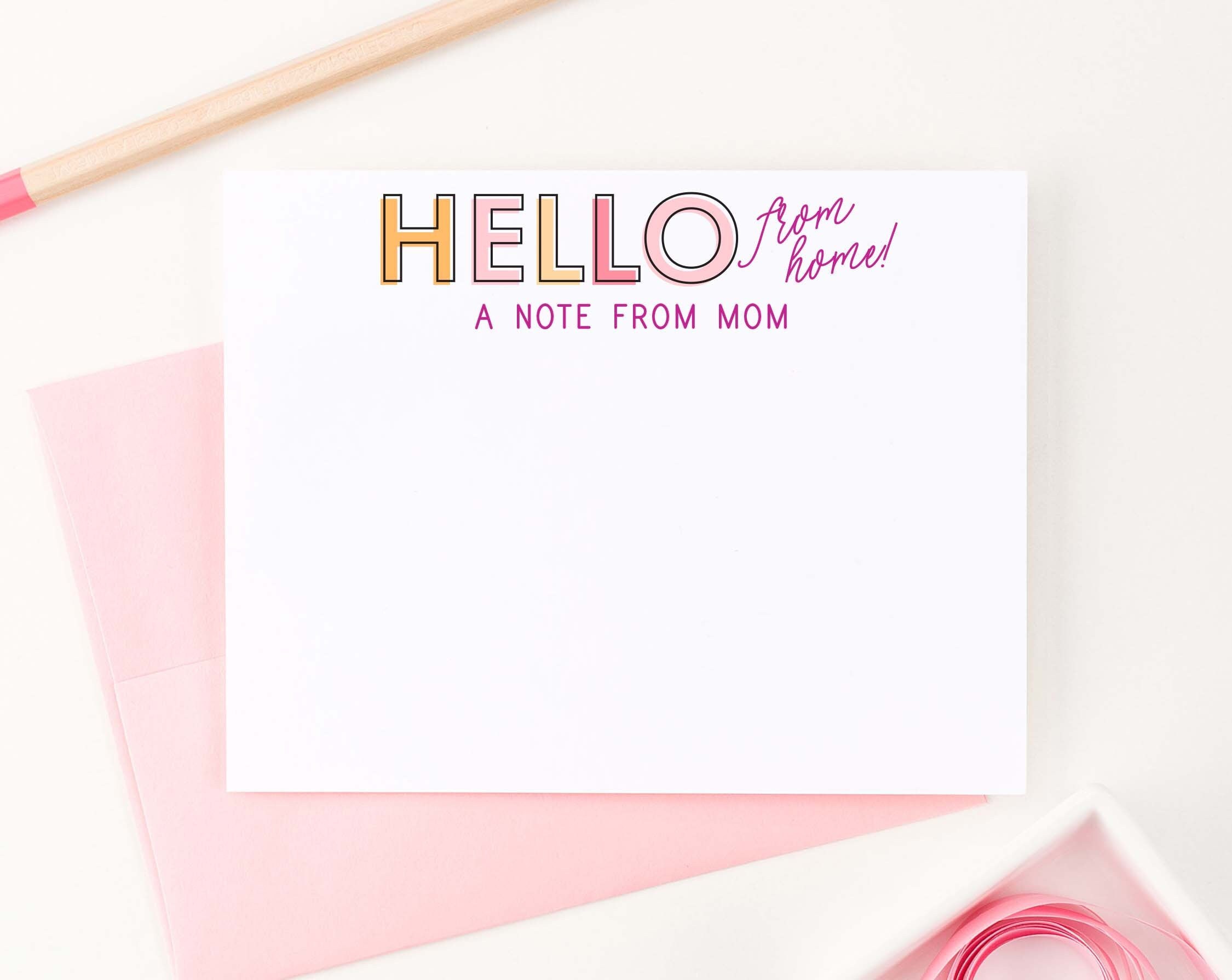 Eine Nachricht von Mama Briefpapier-Set, personalisierte Sommercamp-Grußkarten, süße Camp-Notizen von zu Hause, Schlaflager für Eltern KS199