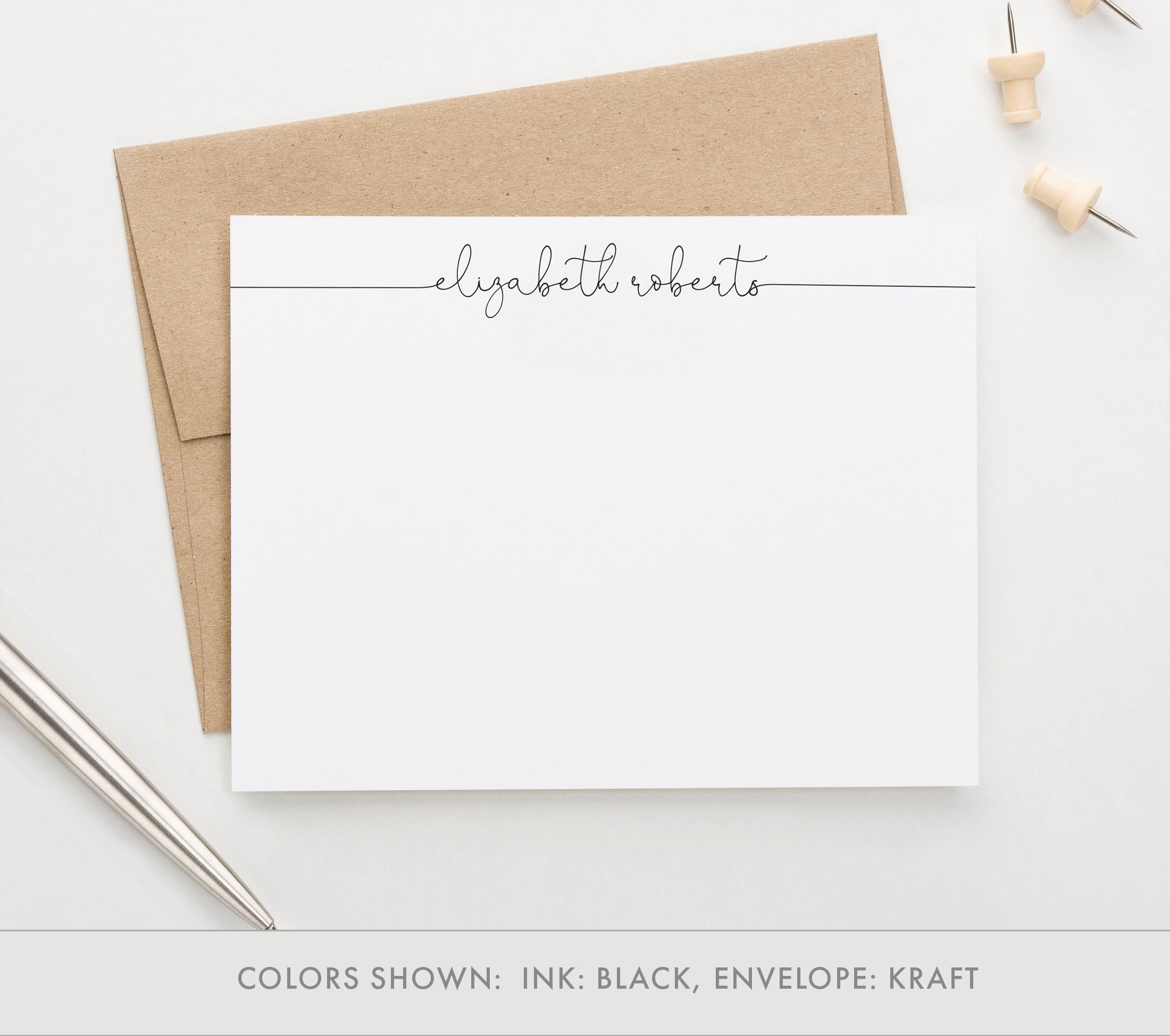 Personalized Stationery for Women, Modern Stationary Set, Simple Note Card Gift for Her, Custom Flat Notes, Elegant Thank You Cards, PS086