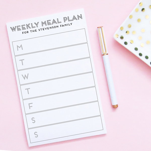 Personalized Weekly Meal Plan Notepad, Family Meal Prep for the Week, Custom Kitchen Note Pad Food Planner, Moms Dinner Menu Schedule HNP003