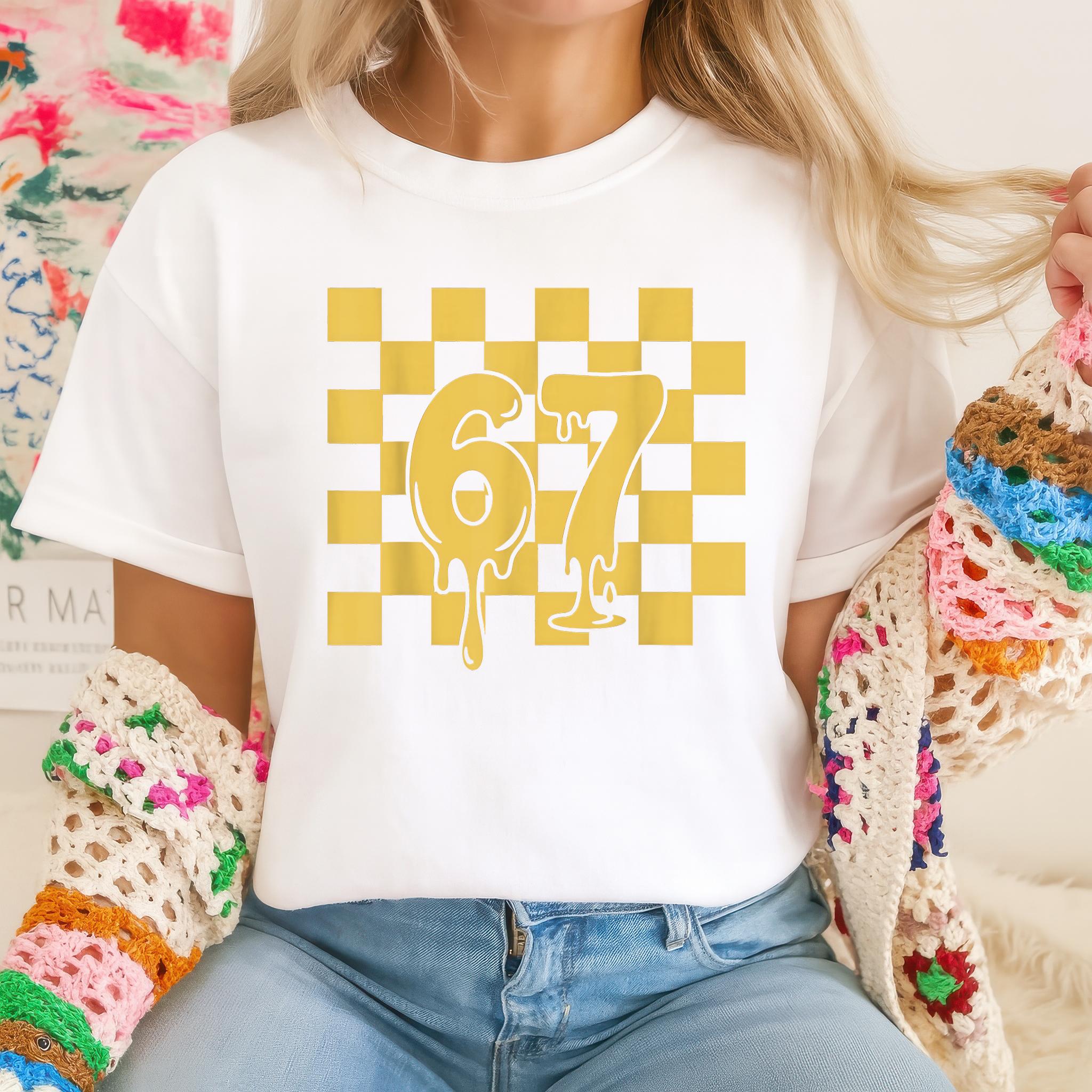 Checkerboard Dripping Number 67 Png, Retro Skate Style Shirt Design ...
