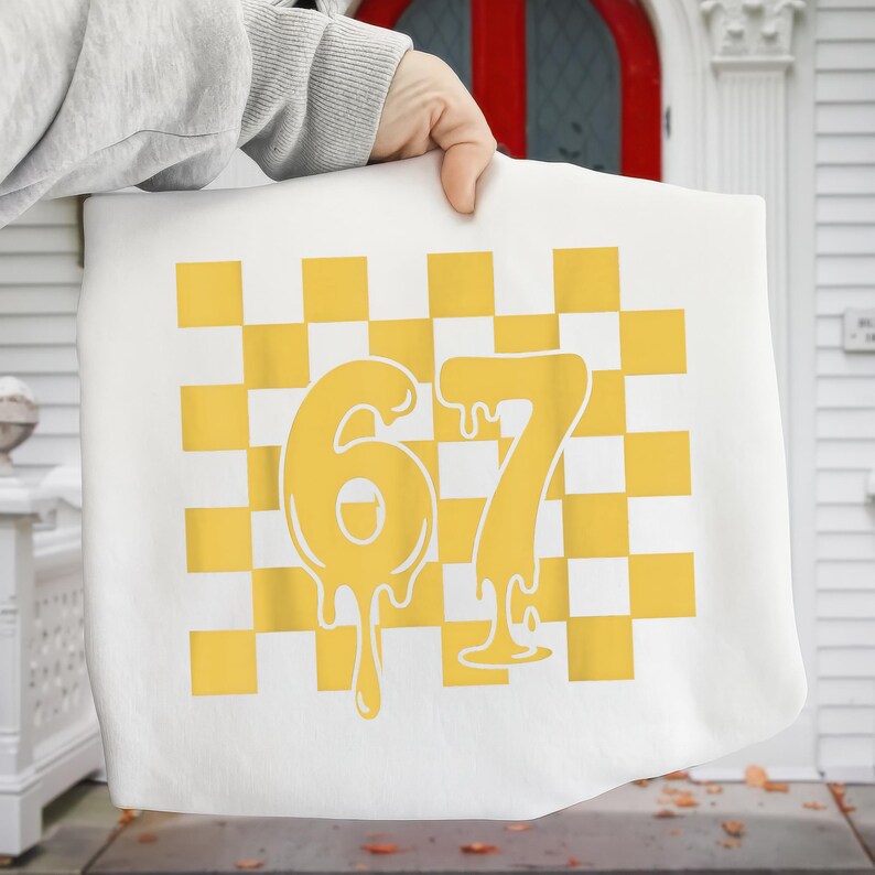 Checkerboard Dripping Number 67 Png, Retro Skate Style Shirt Design ...
