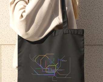 U-Bahn Hamburg Jutebeutel, hamburg_art, Hamburger Hochbahn-Netz, Cotton Tote Bag, Hamburg Geschenk, Coole Einkaufstasche, Weihnachtsgeschenk
