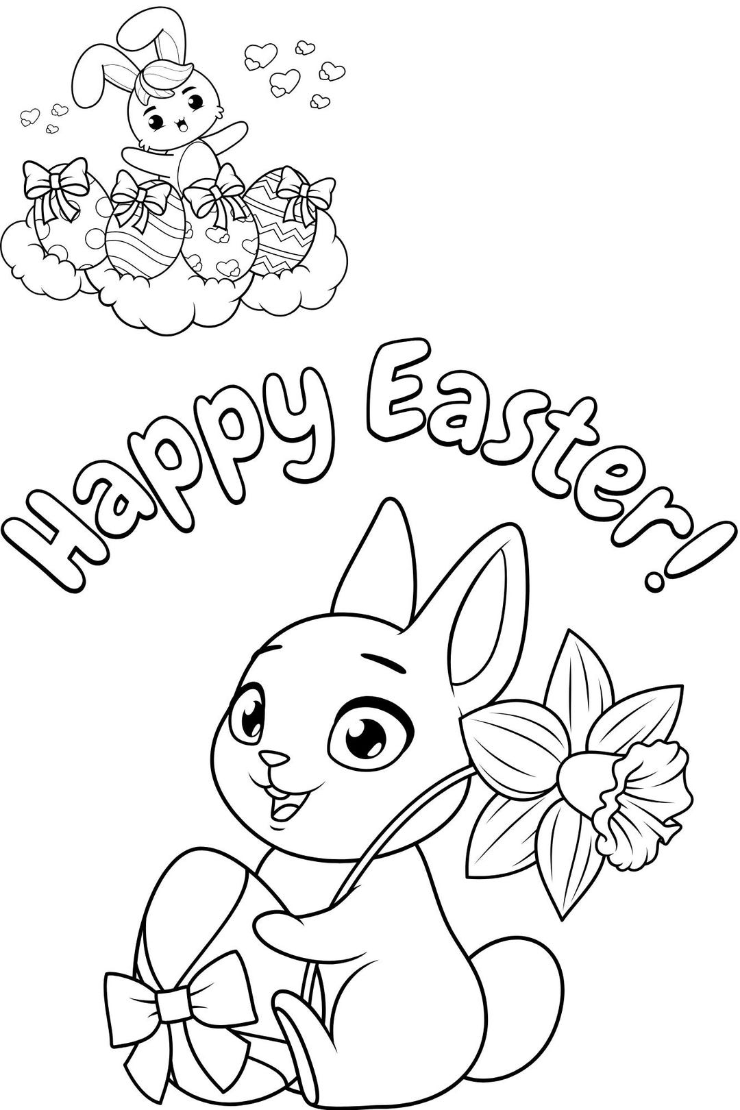 Easter Bunny Coloring Book | 30 Rintable Pages for Kids and Adults - Etsy
