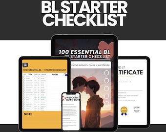 Lista de verificación de 100 elementos esenciales para principiantes de BL / Guía para fans BL tailandeses (Descarga digital)
