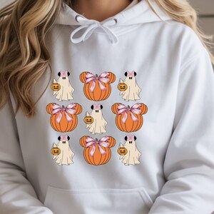 Cute Halloween Ghost Hoodie: Minnie Bow Pumpkin Sweatshirt, Spooky Season, Fall Outfit, Mickey Ears Ghost Sweat
