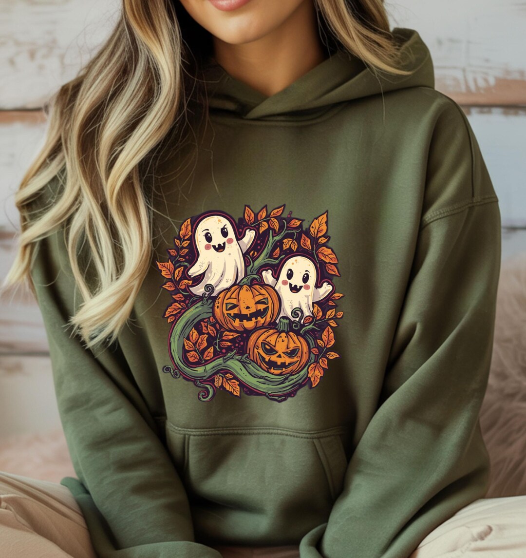 Kids Ghost Halloween Hoodie – Cozy Cotton Fleece or Lightweight Sports Fabric