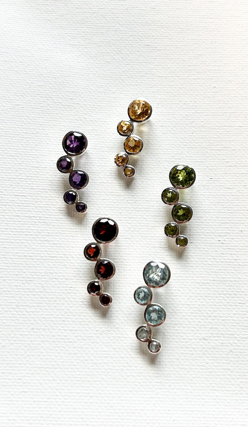 Garnet 5 stone Bubble Pendant, Sterling Silver Jewelry, January Birthstone, Leo image 4