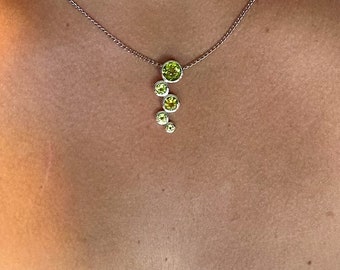 Peridot Pendant, Sterling Silver Jewelry, Olivine, August birthstone,