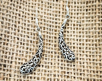 Tribal Sterling Silver Filigree Dangle Earrings