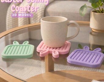 Bunny Ear Coaster en zeepbakje – pastel 3D-printmodel (STL-bestand)