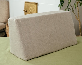 Linen Wedge Bolster Cover with Zipper – Custom Size Daybed Pillow Case, Washable Headboard or Backrest Cushion Cover