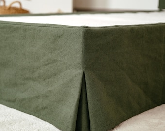 Durable Linen Bed Skirt –  Flax Dust Ruffle Custom Size Bedskirt Twin Queen King | Natural  Eco Linen Ruffled