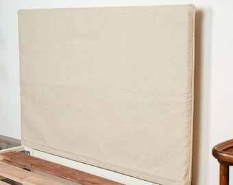 Headboard Slipcover Cord Natural Linen, Custom Made Linen Headboard Cover Upholstery, Foot board Cover, Any size, Twin, Full, Queen, King.
