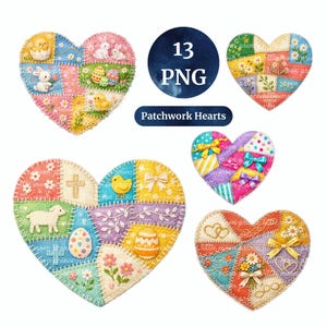 Lapptäcke påsk kristna PNG-bilder | Hjärtformade clipart med firande hjärtan (digital nedladdning)
