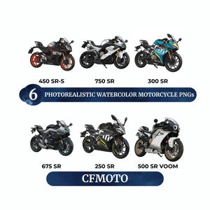 Chinese Motorcycle Clipart | China Brand Sports Bikes PNGs (Digital Download)