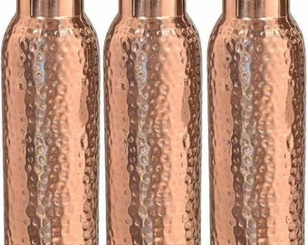 100% Pure Copper Hammered Water Bottle Drinking Storage Ayurveda Health 1000 ml
