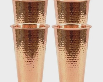 100% Pure Copper Hammered Water Drinking Tumbler Glass Cup Large Size 400ml
