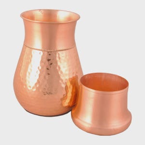 Ren kopparkaraff hamrad flaska vattendrickskanna sovrumsmugg Ayurvedisk hälsa 750ml