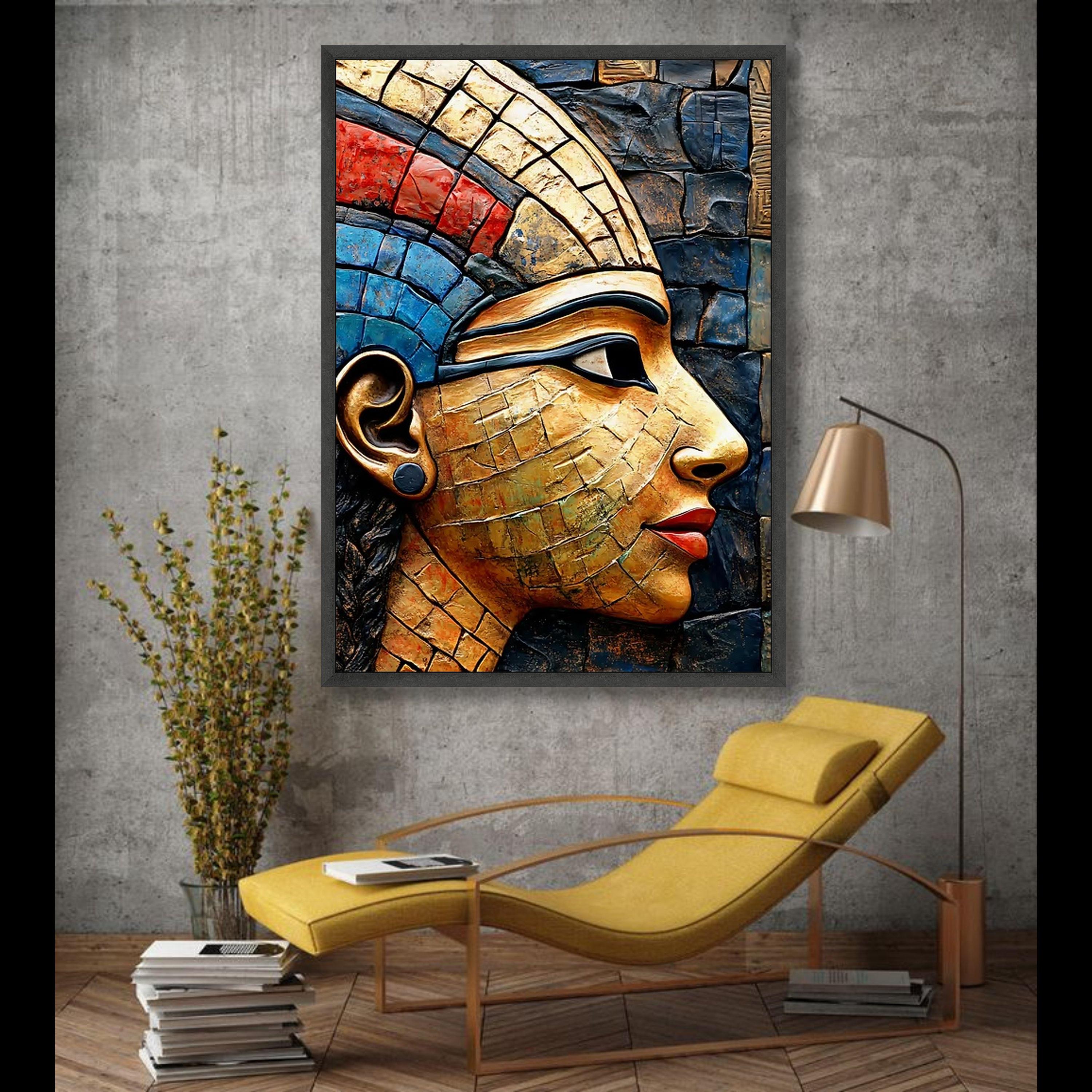 古代エジプト女王のキャンバス壁アート、ネフェルティティの横顔画