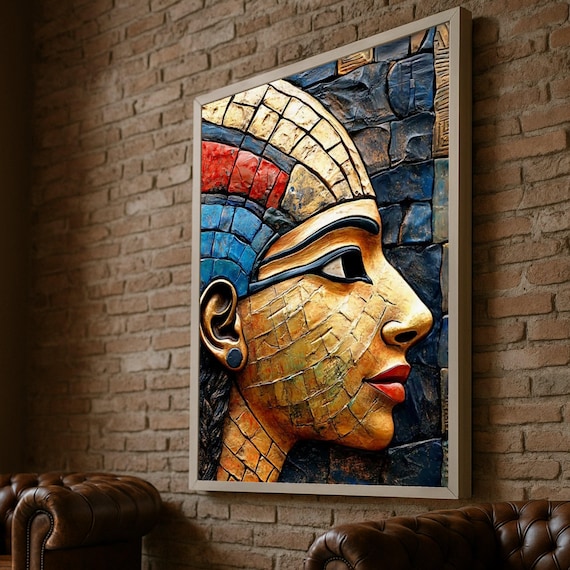 古代エジプト女王のキャンバス壁アート、ネフェルティティの横顔画