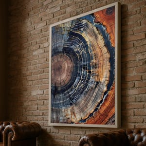 Rustic Tree Rings Canvas Wall Art, Abstract Wood Texture Decor, Natural Tree Trunk Cross Section, Organic Nature Wall Hanging, Earth Tone