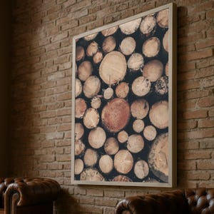 Rustikale Holzscheite Leinwand Wandkunst, Naturtextur Druck, Baumstamm Querschnitt, Wald Holz Dekor, natürliche Holzmaserung Leinwand