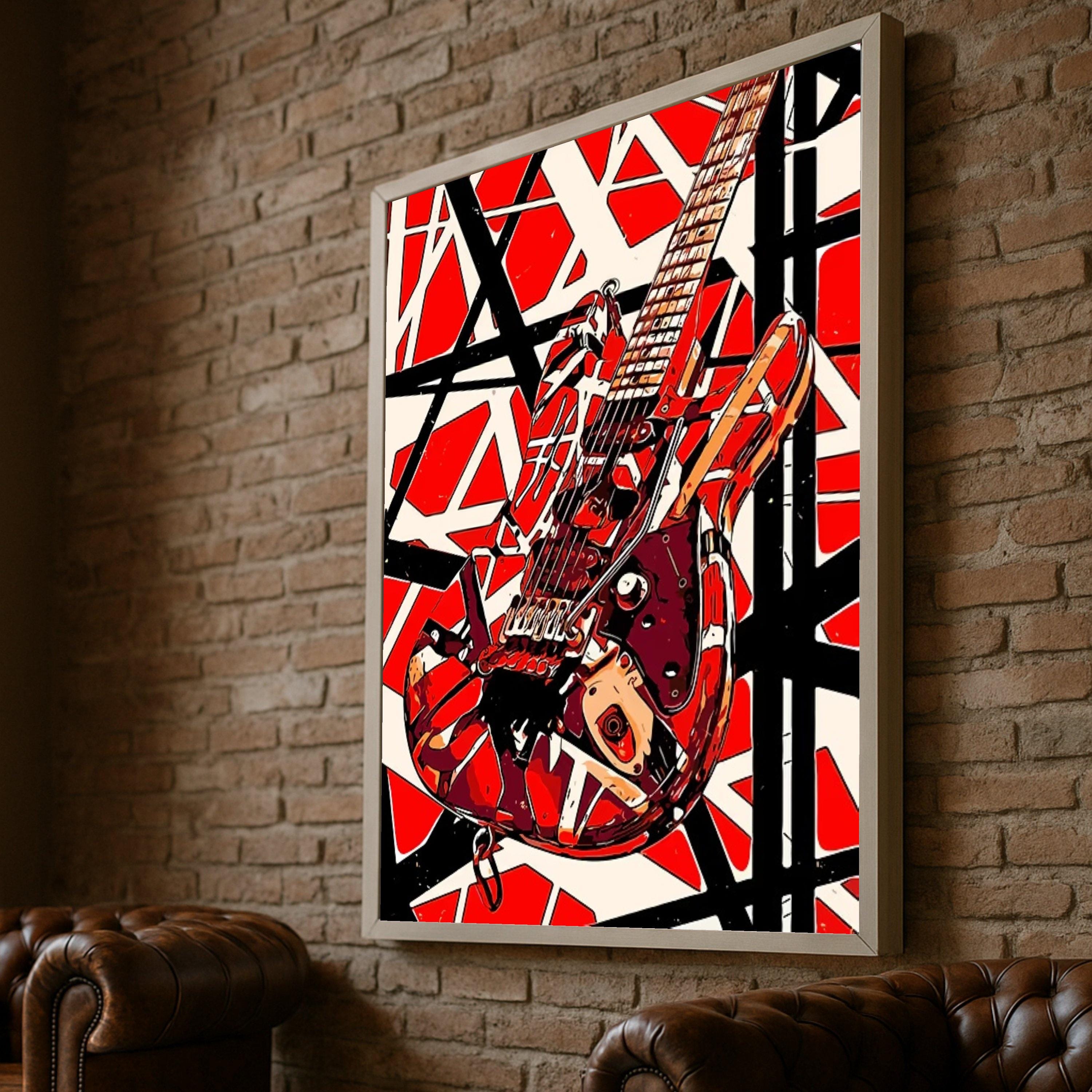 抽象的なエレキギターキャンバス、レッドロックミュージックウォール