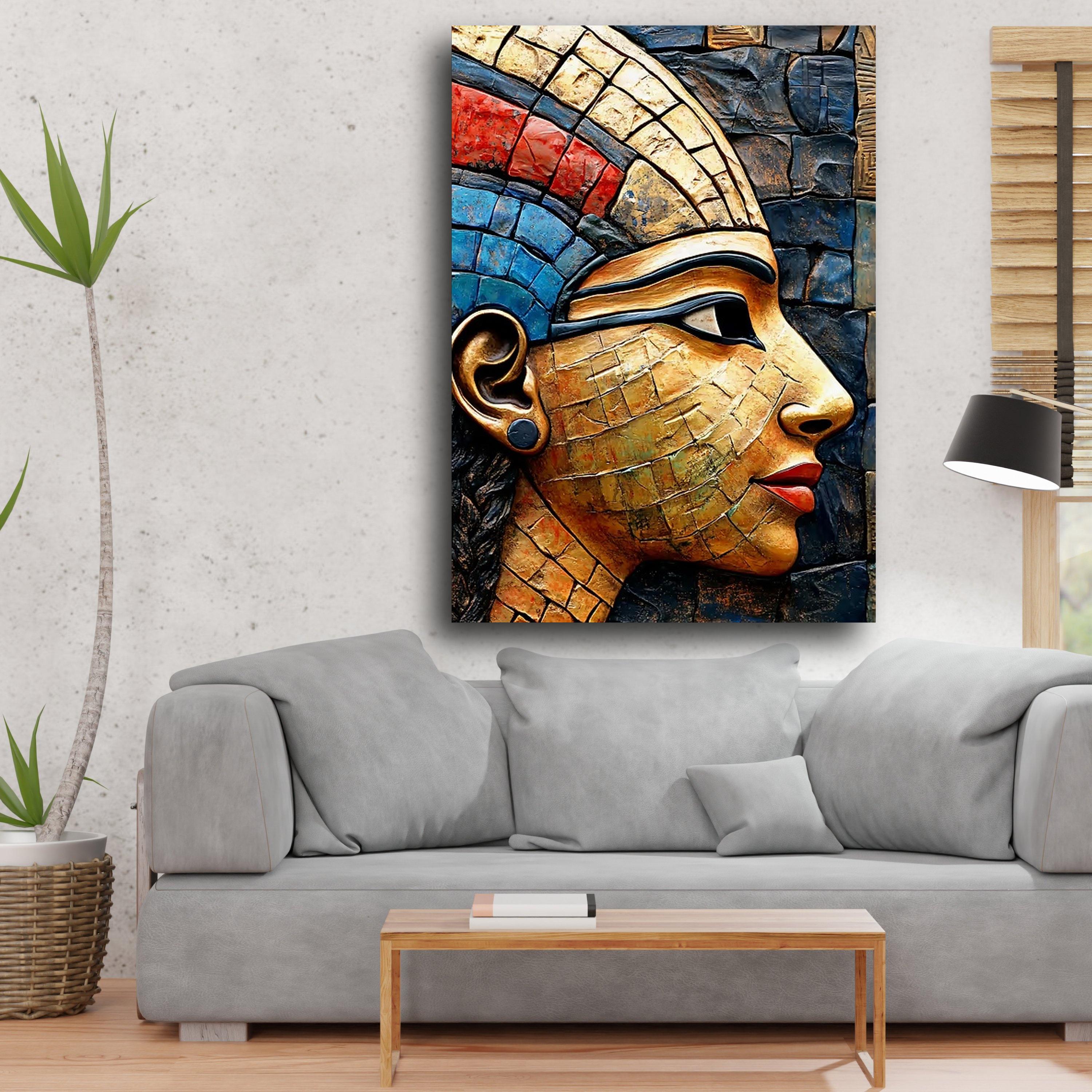 古代エジプト女王のキャンバス壁アート、ネフェルティティの横顔画