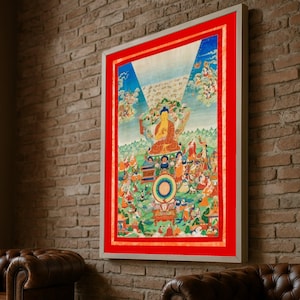 Traditionelle buddhistische Thangka Leinwand Wandkunst, spirituelle Meditationskunst, tibetische Buddha Malerei, Sakrales religiöses Dekor, Zen Haus