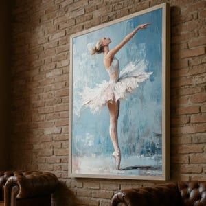 Elegante Ballerina Pose Leinwand, Ballett Tänzerin Wandkunst, moderne Tanz Malerei, Leinwand Dekor, anmutige Dekoration