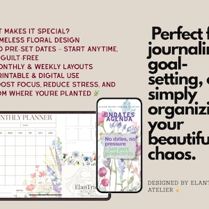 Minimal Undated Digital Planner | Pastel Aesthetic | Daily, Weekly & Monthly PDF | GoodNotes, IPad, PDF