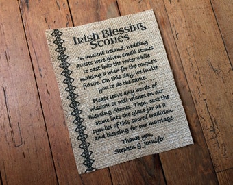 Irish "Blessing Stones" Sign - Wedding Burlap Decor - Marriage Decor - Wishing Stones - Traditional Celtic Oathing Stones - Irish Traditions