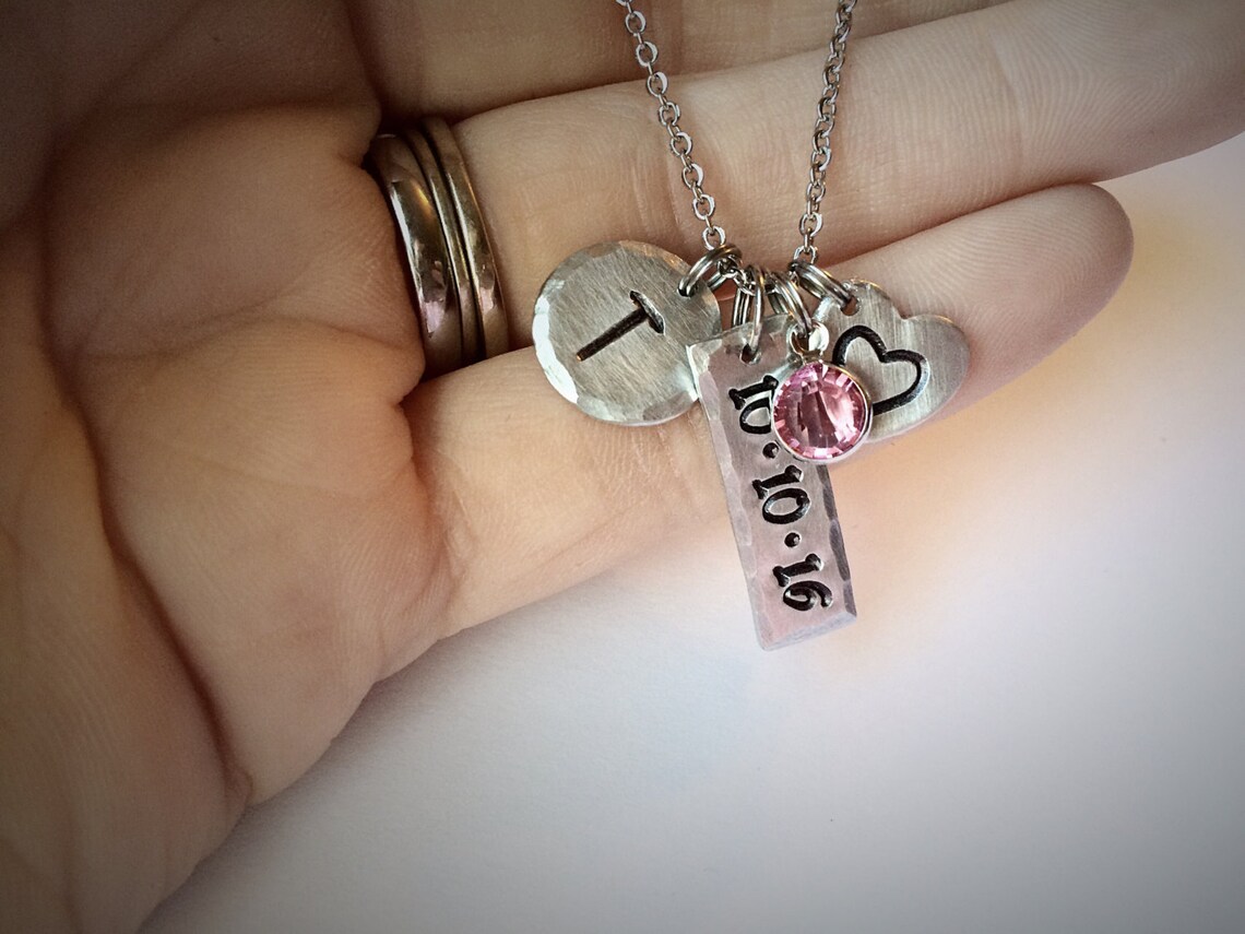 New Baby Charm Necklace Personalized Charm Necklace New Etsy