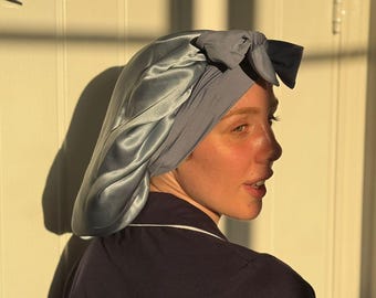100% Mulberry Charmeuse Silk Hair Bonnet || Double Layered Sleep Cap for Night