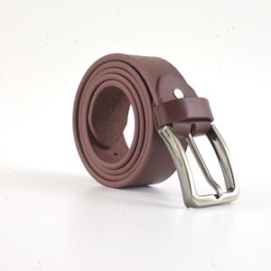 Men’s Leather Belt | Classic Brown Genuine Leather Belt with Silver Buckle | Handmade Casual & Formal Belt Gift for Him