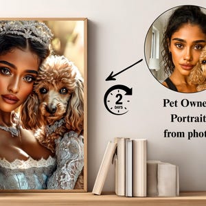 Pet Owner Gift, Personalized Royal Pet Portrait: Customized Last Minute Gift Digital Download, Royal Man and Woman and Dog,