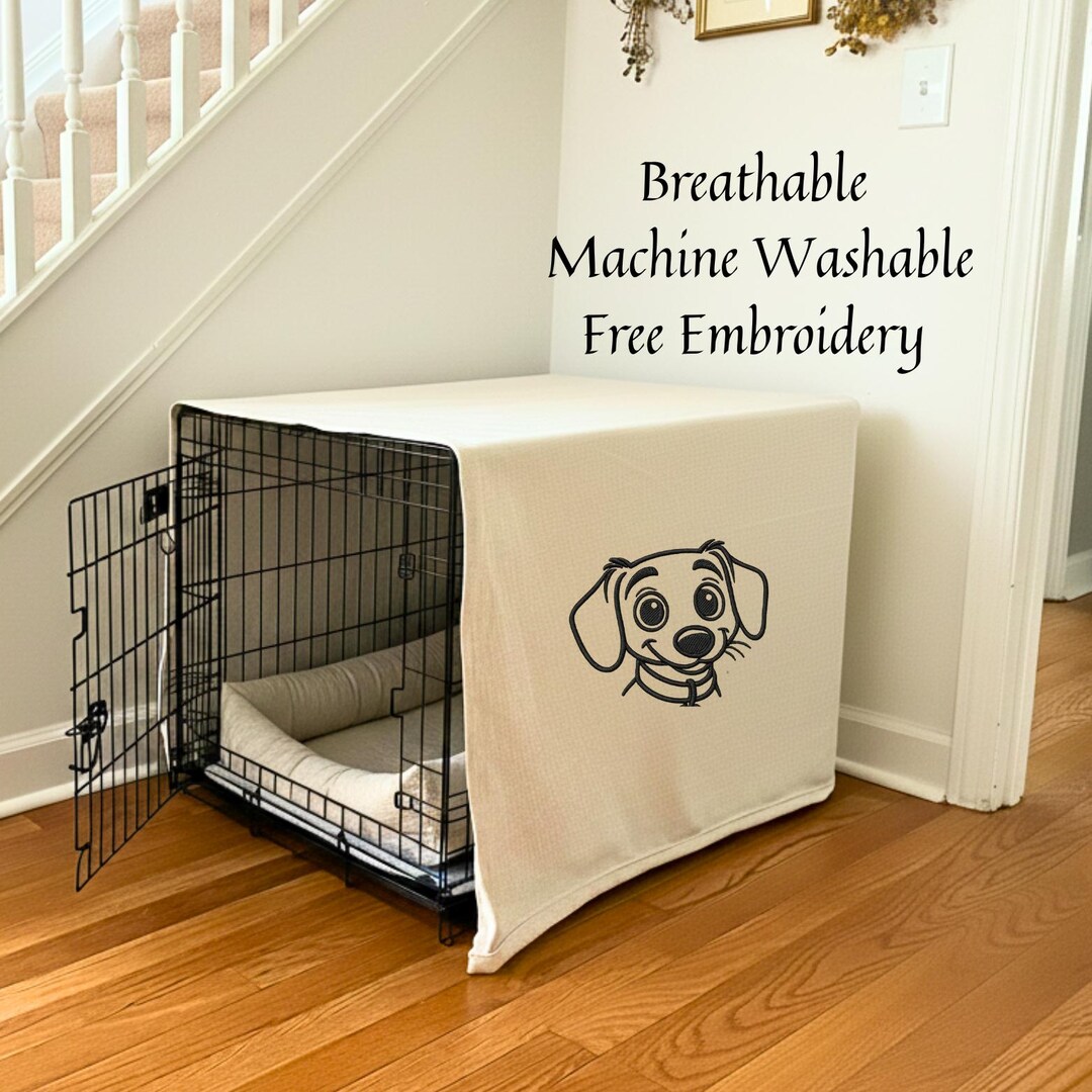 Custom Dog Crate Cover: Personalized Embroidery, Linen or Cotton - Etsy ...