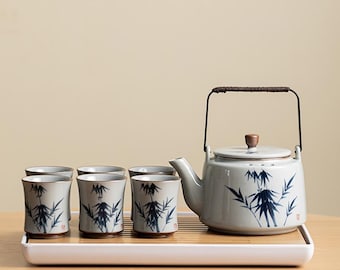 Handgeschilderde keramische gongfu-theeset | Traditionele ceremonie