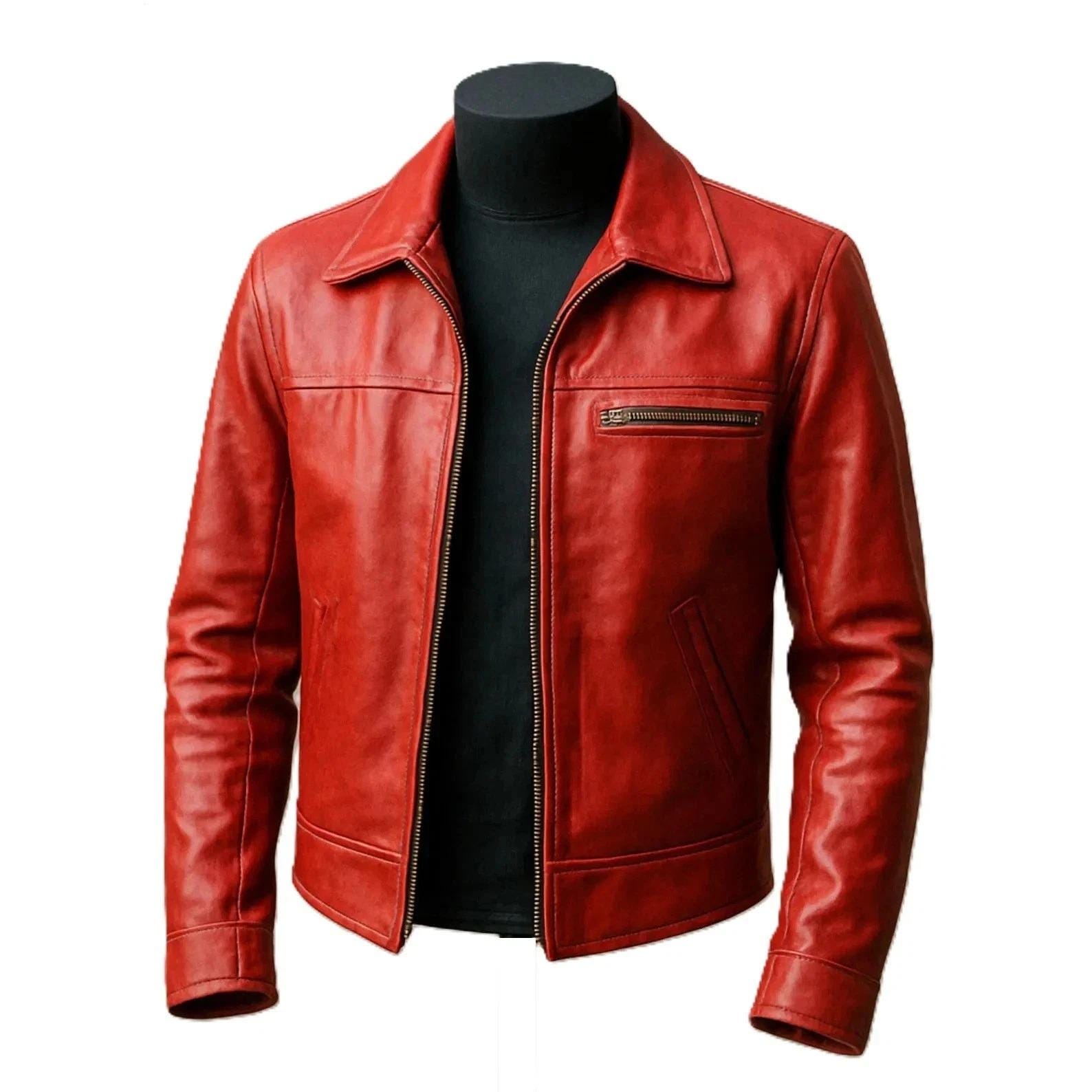 赤いヴィンテージレザージャケット ウルフレザー バーガンディ モーターサイクル レザージャケット 極上