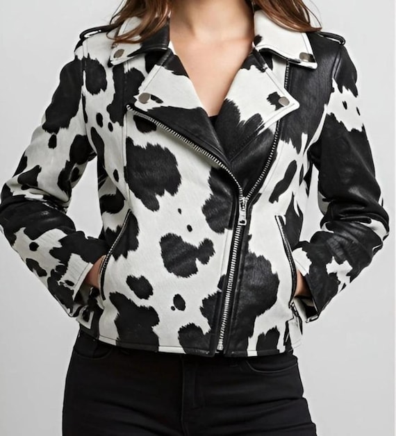 Women’s Cowhide Jacket | Genuine Hair-On Cowhide Leather Western Rodeo Coat | Vintage Cowboy Style
