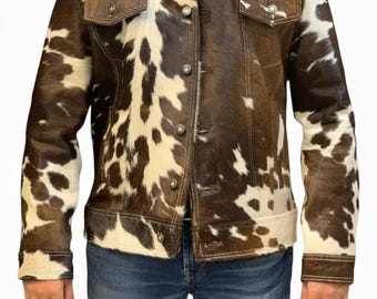 Men's Hair-On Cowhide Leather Western Jacket - Handmade