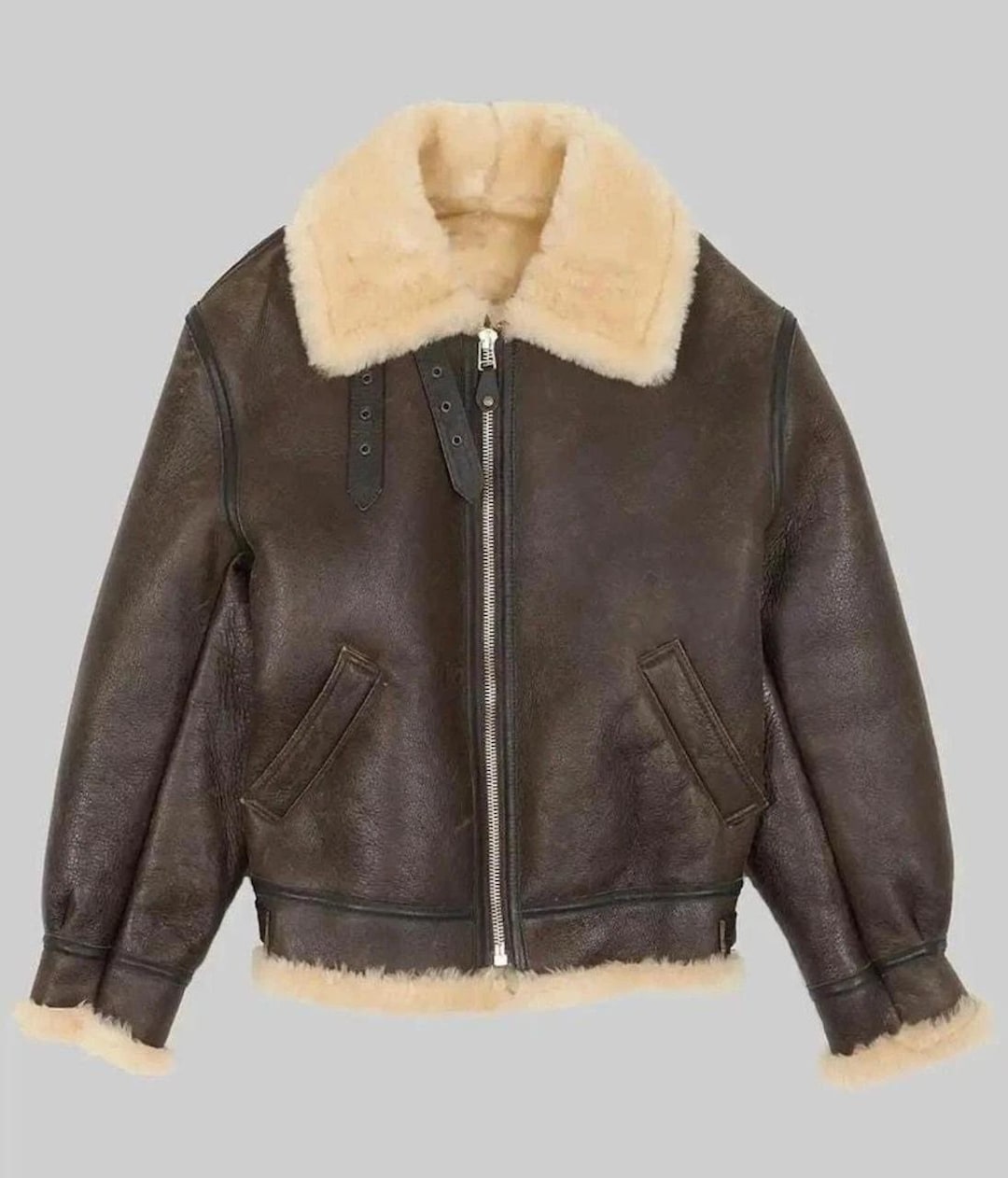 Men's B3 Bomber Shearling Leather Jacket | Brown RAF Aviator Pilot