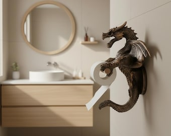 Gothic Dragon Toilet Paper Holder | Mythical Creature Tissue Rack | Medieval Bathroom Wall Decor | Retro Dragon Ornament | Fantasy Home Gift