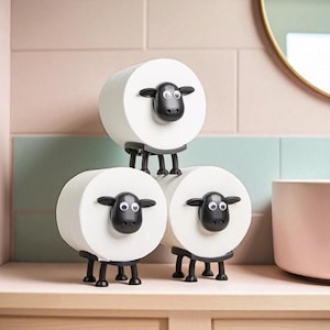 Sheep Toilet Paper Holder – Funny Wall-Mounted Bathroom Roll Storage, Farm Animal Bathroom Decor, Creative Toilet Tissue Rack Display