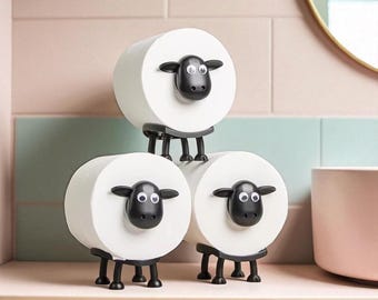 Toiletrolhouder schaapvorm muurbevestiging badkamerinrichting functioneel toiletrolorganisator grappig badkameraccessoire vakantie interieur